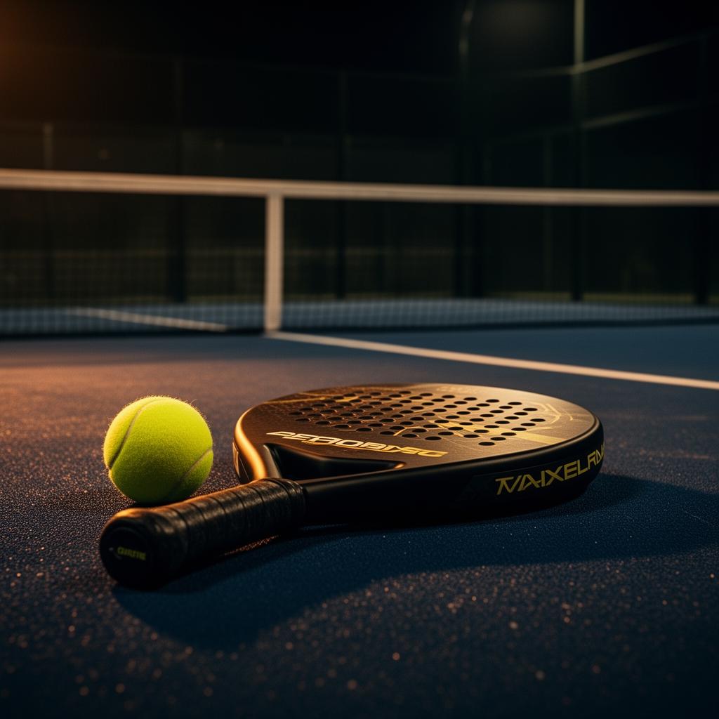 Close-up of padel racket and ball at a Nottingham networking event